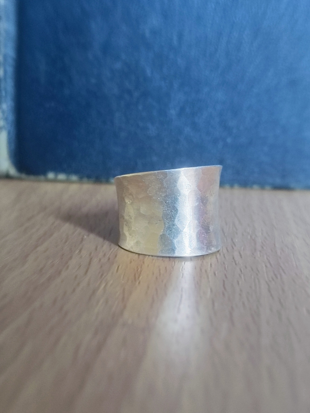 Hammered Wide Band Ring in Silver